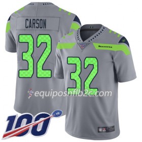 Camiseta Hombre NFL Seattle Seahawks Chris Carson 32 Nike Gris 100th